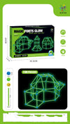 DIY Fort Building Kit with glow-in-the-dark rods, packaging and construction set for creative playhouse designs.