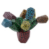 Colorful wooden cactus stacker toy with vibrant crackle texture, featuring multiple interlocking pieces for creative play.