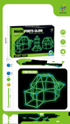 DIY Fort Building Kit box and glow-in-the-dark tent structure for kids with 100 pieces.