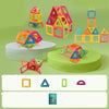 Colorful magnetic building blocks set for early learning and creativity, featuring various geometric shapes and 3D designs.