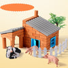 DIY Mini Mason Build-A-House Kit with toy farm animals, fence, and tree - Educational construction toy for kids aged 4–6.