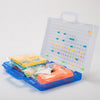 Kids drill puzzle building kit with colorful screws and plastic drill displayed in a blue case, promoting creativity and learning.