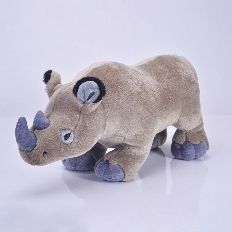 Plush rhino toy with realistic design made from soft KK plush, perfect for cuddling and playtime.