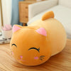 Cute soft plush fat cat doll on a wooden table, perfect for snuggling and gifting, ideal for cat lovers and kids.