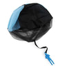 Mini soldier parachute toy in black and blue colors, showcasing hand throwing design for kids' outdoor play.