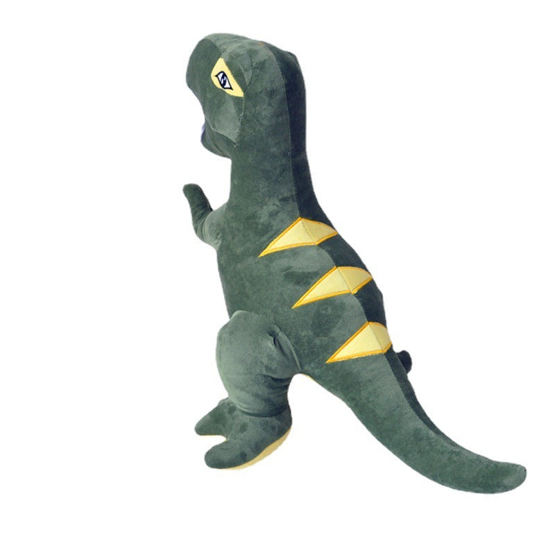 Cute Tyrannosaurus dinosaur plush toy for kids with colorful details and sequins, soft and huggable stuffed animal gift.