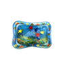 Baby inflatable water play mat with colorful floating shapes for sensory development and tummy time fun.