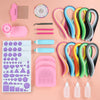 DIY quilling paper craft kit with gradient-colored strips, tools, and accessories for beginners and kids.