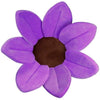 Purple sunflower-shaped baby bath mat cushion with soft petals for sink use.