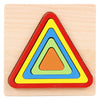 Wooden geometric shape puzzle with colorful nested triangles, enhancing color recognition and spatial awareness in children.