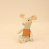 Little mouse plush doll with cute orange dress and lace trim, perfect for kids’ playtime and safe for babies.