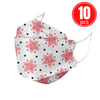 Pink star print KN95 kids mask, 10-piece set, breathable and protective 4-ply material.