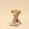 Little Mouse Plush Doll in a Striped Dress with Crown, Adorable and Charming Design for Kids' Play and Decor