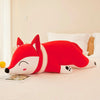 Kawaii plush fox stuffed animal on a bed, showcasing its cute and soft design, ideal for cuddling or as a decorative piece.