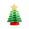 Silicone Christmas tree stacking toy with star topper on white background.