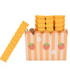 Montessori wooden toy fries in a colorful box, part of an educational kitchen playset for toddlers and kids' imaginative play.