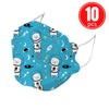 Blue kids KN95 mask with cartoon cat astronauts and space theme, 4-ply breathable design, pack of 10.