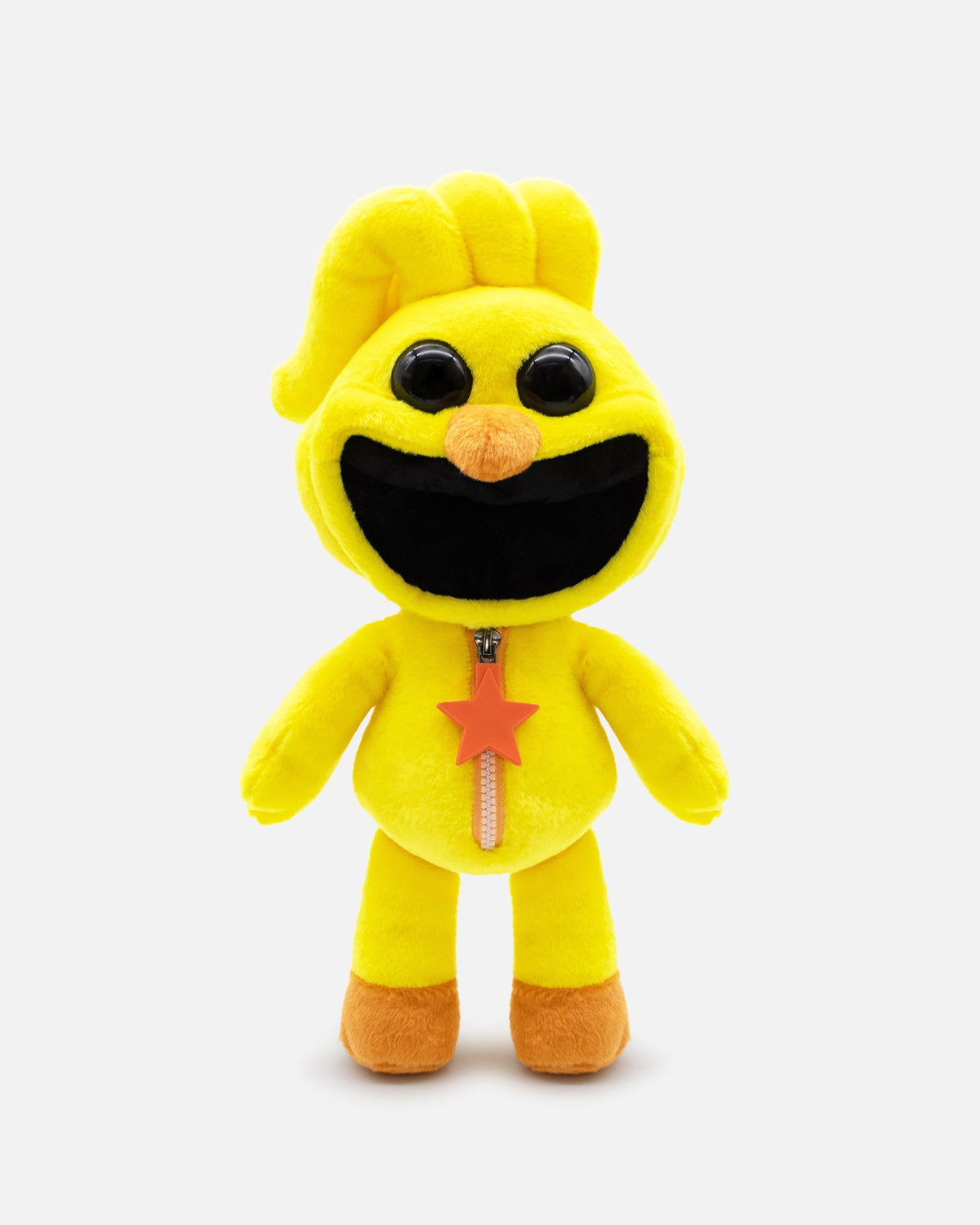 KickinChicken Plush 14-inch soft toy with zipper design from Play The Game, featuring bold yellow color and fun character face.