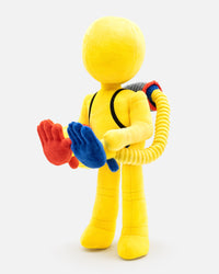 Player Avatar Plush with magnetic hands, 13.5-inch soft toy in yellow, from Play The Game, featuring interactive re-attachable components.