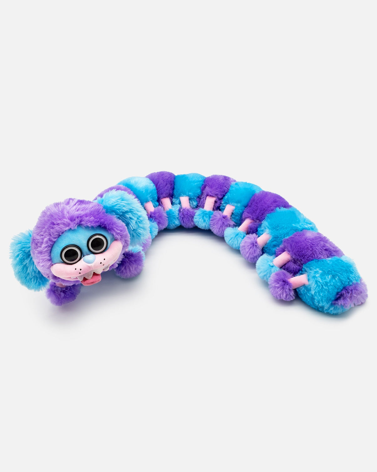 Jumbo 42 inch PJ Pugapillar plush toy in vibrant purple and blue, ideal for collectors and plush lovers. Soft and huggable design.