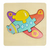 Colorful wooden airplane puzzle piece from Montessori cartoon animal puzzles set for toddlers' educational play.