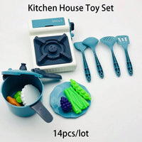 Kids Kitchen Play Set with 14-Piece Pretend Cooking Toys, Stove, Utensils, and Play Food.