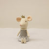 Little Mouse Plush Doll with crown and pearl necklace, ideal for kids' playtime.