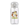 Transparent plastic cup with Meowth from Pokemon, including a straw and twist lid. Ideal for students and children's school use.