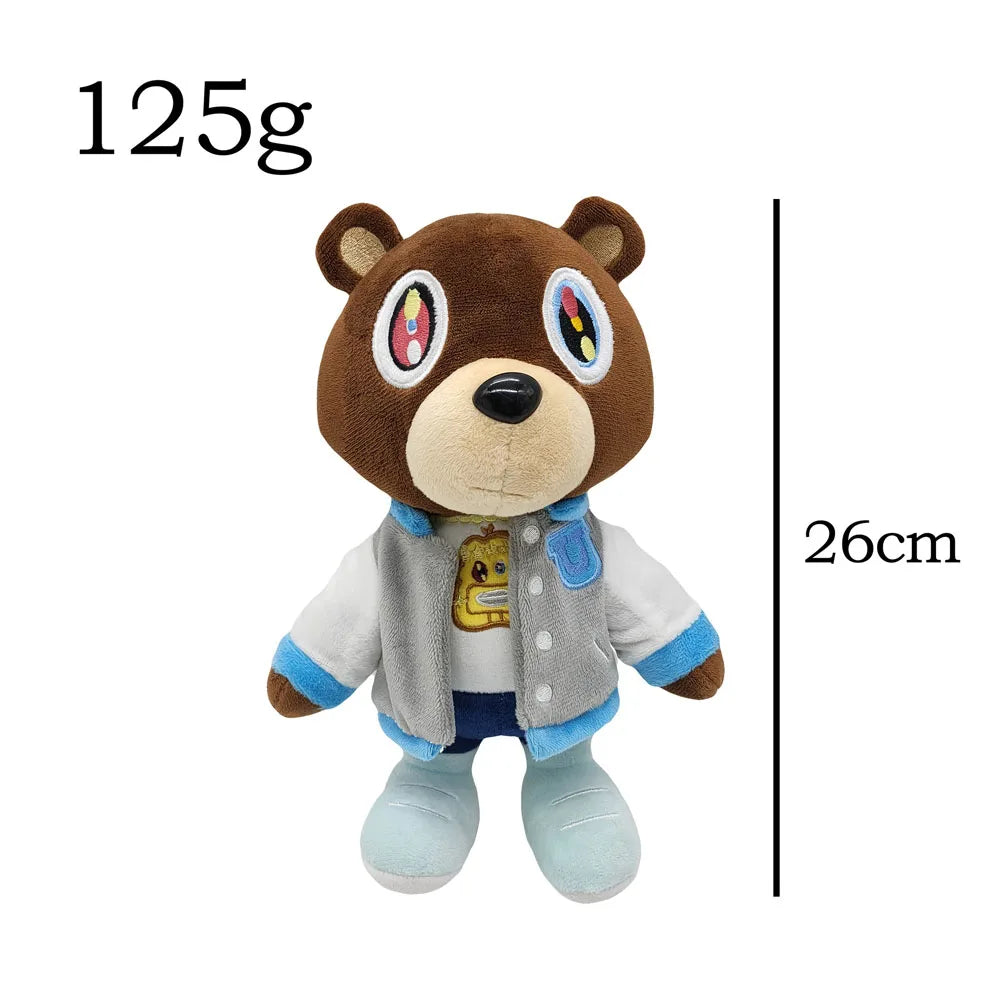 Kanye West Dropout Bear Plush Toy, 26cm, 125g, inspired by Graduation album, hip-hop decor collectible.