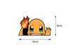 Charmander car sticker decal measuring 14cm by 8cm with a cute design, perfect for cars, helmets, and scooters. High-quality vinyl, waterproof.