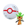 Pokemon Pokeball with Chespin figure, durable ABS plastic, 7 cm diameter. Perfect gift for Pokemon fans and collectors!