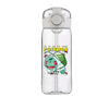 Transparent plastic water cup featuring a Pokemon Bulbasaur design with straw, ideal for students and children, large capacity.