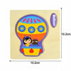 Montessori wooden balloon puzzle with cartoon characters for early learning, measuring 10.2cm x 10.2cm.