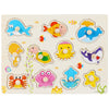 Colorful wooden puzzle with ocean animals, designed for children's cognitive development and hands-on learning.