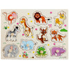 Montessori wooden puzzle with various jungle animals for kids' educational play