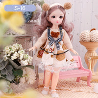 Articulated 1/6 BJD doll for girls in stylish outfit with flowers and decor, perfect for dress-up and storytelling play.