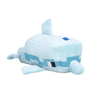 Minecraft soft plush whale doll, 20cm, in light blue, part of the animal collection for gamers and collectors.