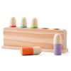 Montessori wooden sensory development toy with colorful pegs for baby fine motor skills and color recognition training.