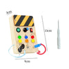 Montessori LED light switch busy board with buttons, colorful lights, and screwdriver for toddler learning and motor skills development.