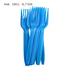 Blue plastic forks set, 10 pieces, 16.1x3cm, ideal for Roblox birthday party décor and celebrations.