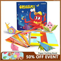 Origami Paper Craft Set with colorful papers and designs, featuring an octopus cover, promoting creativity and family bonding.