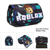 Roblox-themed shoulder bag with cartoon design, compact and lightweight, ideal for school, shown in multiple angles.