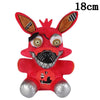 Red plush toy of a Five Nights at Freddy's character with detailed features, 18cm size, perfect for collectors and fans.