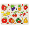 Montessori wooden puzzle board featuring colorful fruit-shaped pieces for kids’ educational learning and fun.