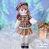 12-Inch Fashion Doll with brown checkered outfit and shoes, featuring lifelike facial features, perfect for imaginative play.