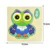 Montessori wooden owl puzzle for toddlers, educational animal puzzle set, colorful kids learning toy 10.2cm square.