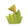 Green and yellow flower piece from the Kids Wooden Scene Building Toy Set for Montessori educational play.