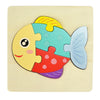 Montessori wooden cartoon animal puzzle piece shaped like a colorful fish for toddlers’ educational play.