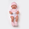 Lifelike 14-inch reborn baby doll with soft silicone skin, dressed in pink, ideal for nurturing play and realistic role-playing.