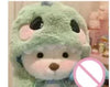 Little Bear Plush Doll in green dinosaur hoodie with cute features.